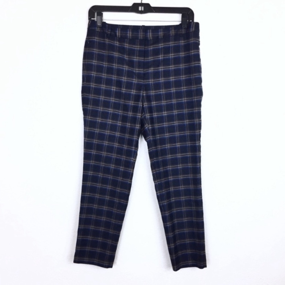 Liz Claiborne navy plaid capri pants size 4 petite dark academia preppy